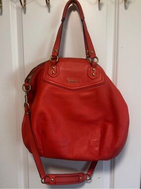 Coach  Leather Tote with Detachable Strap